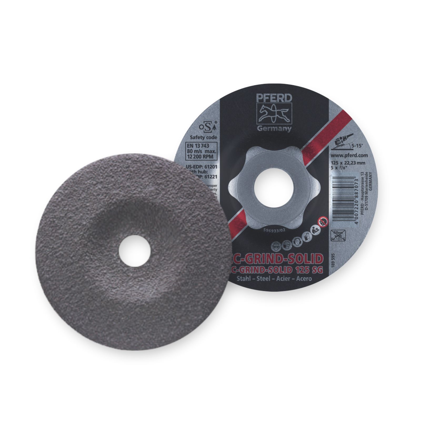 PFERD COMBICLICK GRIND-SOLID METAL 125 X 22MM